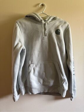 Carhartt Light greenish Gray Logo Pullover Hoodie - women’s size small